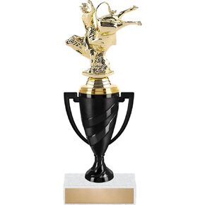 Crown Awards Rodeo Award Trophies, 10" Black Swirl Cup Trophy with Rodeo Bull Rider Male Figure, Engraving Included Prime in Saudi Arabia