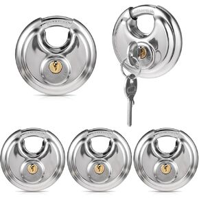 5 حزمة القرص الأقفال الأقفال مفتاح مقاوم المقاوم للصدأ الأقفال الثقيلة 2-3/4 بوصة قفل مستدير مستدير للماء قفل التخزين مع مفاتيح النحاس لبوابة التخزين HASP المزلاج في الهواء الطلق in Kuwait