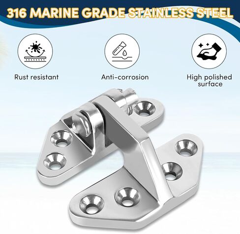 316 Stainless Steel Boat Hatch Hinges,3.62inchx 2.87inch (92 X 73 mm) Polished Marine Hinge,Marine Boat Hatch Heavy Duty Hinges with Screws,for Boats, Yachts, Doors, Deck,Windows, Cabinets (2 Pack) in Saudi Arabia