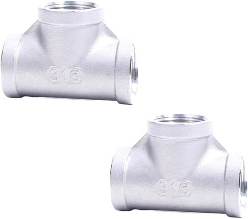 Hose Connector, 2PCS 304 Stainless Steel Tee Pipe Fittings, NPT Female T-Shaped Equal Diameter Fitting(1.2 Inch Dn32) in Kuwait