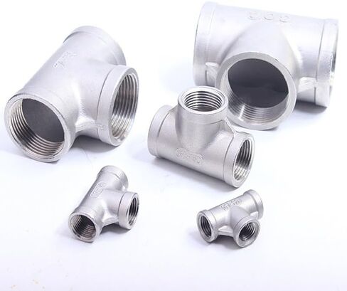Hose Connector, 2PCS 304 Stainless Steel Tee Pipe Fittings, NPT Female T-Shaped Equal Diameter Fitting(1.2 Inch Dn32) in Kuwait