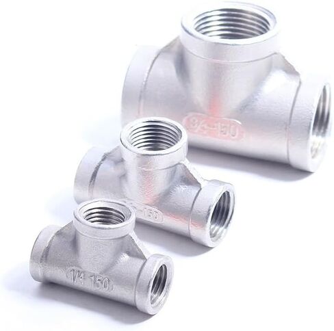 Hose Connector, 2PCS 304 Stainless Steel Tee Pipe Fittings, NPT Female T-Shaped Equal Diameter Fitting(1.2 Inch Dn32) in Kuwait