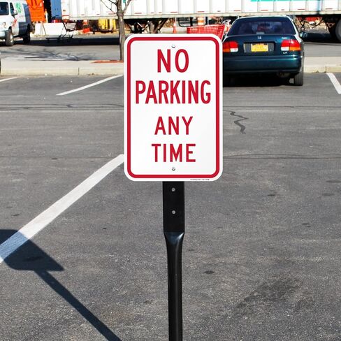 SmartSign Basics 18 x 12 inch “No Parking Any Time" Metal Sign, 120 mil Aluminum Composite (ACM), Engineer Grade Reflective Material, Red and White, Made in USA in Saudi Arabia