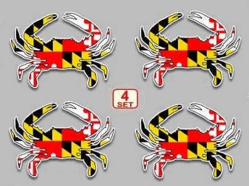 Maryland flag blue crab decal set of 4 size 3"x 4" vinyl sticker for car truck SUV window glass in Saudi Arabia