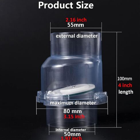 2'' Check Valve - Backdraft Damper - 2 inch Non-Return Damper Flap to Connect PVC Pipe or Hose - Perfect for Use in Flue, Sewer Pipeline, Bathrooms, Ventilation Systems, 2inch Horizontal in Saudi Arabia