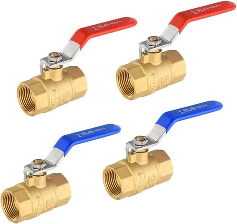 (Pack of 2) EFIELD 3/4 Inch 600 WOG FNPT Heavy Duty Full Port Brass Ball Valve FNPT Threaded, Red & Blue Level, LF Brass (2),(VALVE403-2PCS) in Saudi Arabia