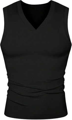 OYOANGLE Men's V Neck Tank Top Slim Fitted Workout Gym Sleeveless Muscle Shirts Summer Undershirts in Saudi Arabia