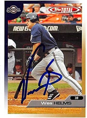 Wes Helms autographed Baseball Card (Milwaukee Brewers, FT) 2005 Topps Total #405 - Baseball Slabbed Autographed Cards in Saudi Arabia