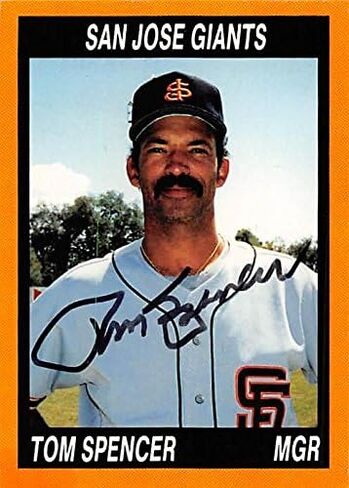 Autograph Warehouse 344556 Tom Spencer Autographed Baseball Card - Minor League44; San Jose Giants 1990 Cal League No. 53 in Saudi Arabia