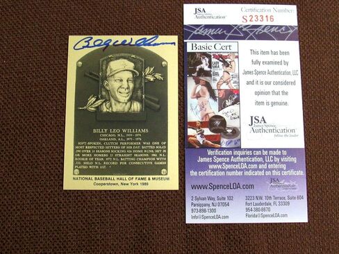 Billy Williams Hof Chicago Cubs Signed Auto Vintage Metal Hof Plaque Jsa - MLB Autographed Baseball Cards in Saudi Arabia