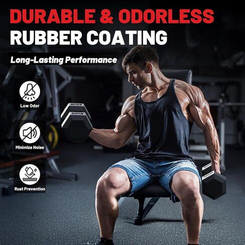 Papababe Hex Dummbell مجموعة 2.5-125 رطل ، والمطاط المغطى الصالة الرياضية Dummbells ، والتمرينات ولياقة أوزان الدمبل للنساء والرجال ، ووزن اليد لتدريب القوة in Saudi Arabia