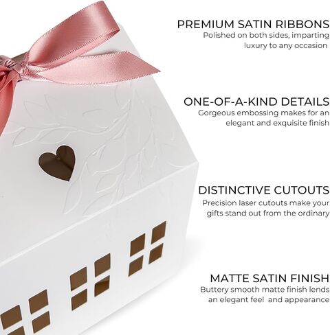 20 Pcs Classic House Shaped Gift Boxes with Neutral Ribbons for Treats, Desserts, Fancy Cookie, White Gable Bakery Packaging in Saudi Arabia