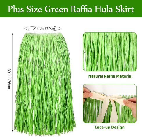 Mepase Plus Size Hula Skirt for Women Raffia Grass with Flowers 54" x 30" Brown Adjustable Natural Hula Skirt for Lua Hawaiian Tiki Party Halloween Costume in Saudi Arabia