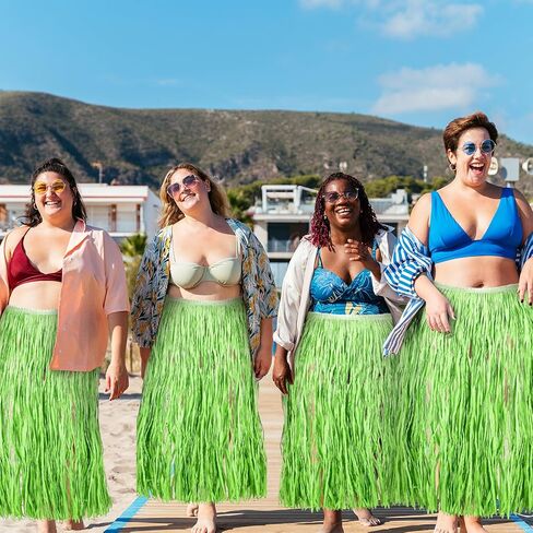 Mepase Plus Size Hula Skirt for Women Raffia Grass with Flowers 54" x 30" Brown Adjustable Natural Hula Skirt for Lua Hawaiian Tiki Party Halloween Costume in Saudi Arabia