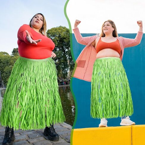 Mepase Plus Size Hula Skirt for Women Raffia Grass with Flowers 54" x 30" Brown Adjustable Natural Hula Skirt for Lua Hawaiian Tiki Party Halloween Costume in Saudi Arabia