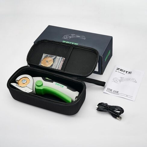 مقصات Zeite 4V اللاسلكية ، قاطع صندوق من الورق المقوى الكهربائي مع شفرات HSS المطلية باليتانيوم ، قاطع دوار مع قفل أمان لقطع نسيج السجاد الجلدي ، الخياطة ، الصياغة ، حالة التخزين in Kuwait