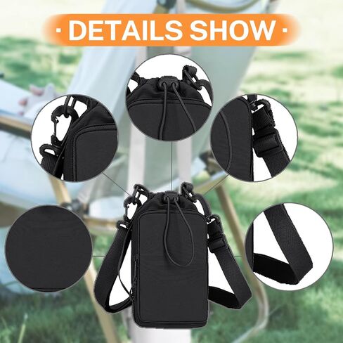 Water Bottle Holder with Phone Pocket for 40/32 oz,Water Bottle Holder/Sleeve with Adjustable Shoulder Strap and Charm. in Saudi Arabia