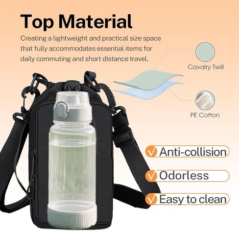 Water Bottle Holder with Phone Pocket for 40/32 oz,Water Bottle Holder/Sleeve with Adjustable Shoulder Strap and Charm. in Saudi Arabia