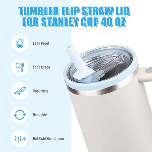 Straw Lid for Stanley 40oz and 64oz Tumbler.Leakproof Flip Straw Lid Fit Stanley Cup Quencher H2.0 40 oz/64 oz and ProTour 40oz/ 64 oz Tumbler. (Cream color-2 Pack) in Saudi Arabia