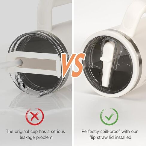 Straw Lid for Stanley 40oz and 64oz Tumbler.Leakproof Flip Straw Lid Fit Stanley Cup Quencher H2.0 40 oz/64 oz and ProTour 40oz/ 64 oz Tumbler. (Cream color-2 Pack) in Saudi Arabia