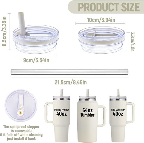 Straw Lid for Stanley 40oz and 64oz Tumbler.Leakproof Flip Straw Lid Fit Stanley Cup Quencher H2.0 40 oz/64 oz and ProTour 40oz/ 64 oz Tumbler. (Cream color-2 Pack) in Saudi Arabia