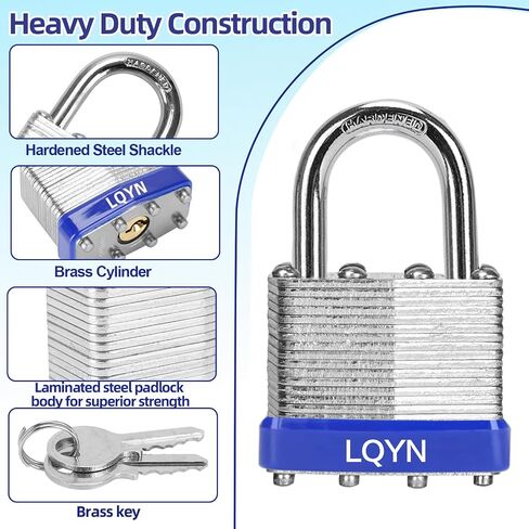 قفلات مع نفس المفتاح ، LQYN 24 PCS قفل مفتاح مغطى (1-9/16 "، 40 مم) ، وأقفال على حد سواء ، القيود العادية ، لخزانة التخزين ، مزلاج HASP ، صندوق الأدوات ، Sheds in Kuwait