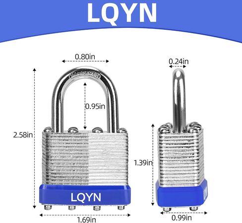 قفلات مع نفس المفتاح ، LQYN 24 PCS قفل مفتاح مغطى (1-9/16 "، 40 مم) ، وأقفال على حد سواء ، القيود العادية ، لخزانة التخزين ، مزلاج HASP ، صندوق الأدوات ، Sheds in Kuwait