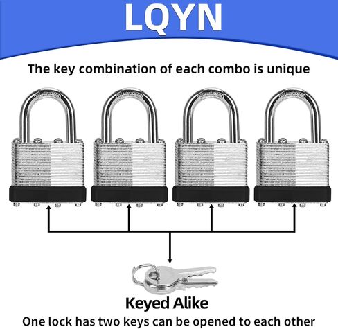 قفلات مع نفس المفتاح ، LQYN 24 PCS قفل مفتاح مغطى (1-9/16 "، 40 مم) ، وأقفال على حد سواء ، القيود العادية ، لخزانة التخزين ، مزلاج HASP ، صندوق الأدوات ، Sheds in Kuwait