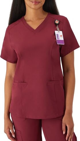 Hanes Women Healthcare Top مع V-Deckline ، قمصان فرك تمتد الرطوبة in Saudi Arabia