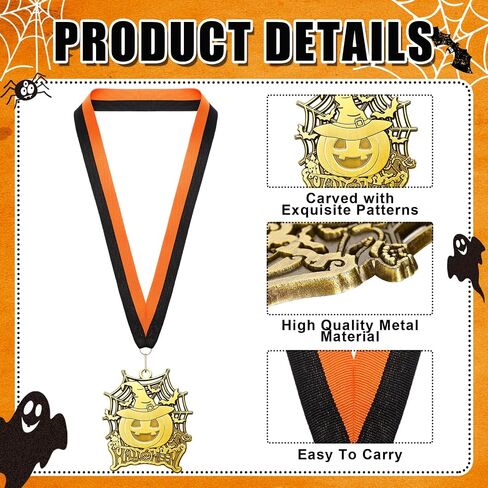Halloween Medals Bulk Day of The Dead Medals Ghost Spider Skull Pumpkin Contest Trophy Awards with Neck Ribbon in Saudi Arabia