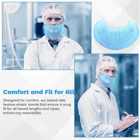 1000 Pcs Disposable Beard Net Covers with Elastic Bands 18" Protective Beard Covers for Men Nonwoven Breathable Guards for Food Service Cooking Cleaning (White) in Saudi Arabia