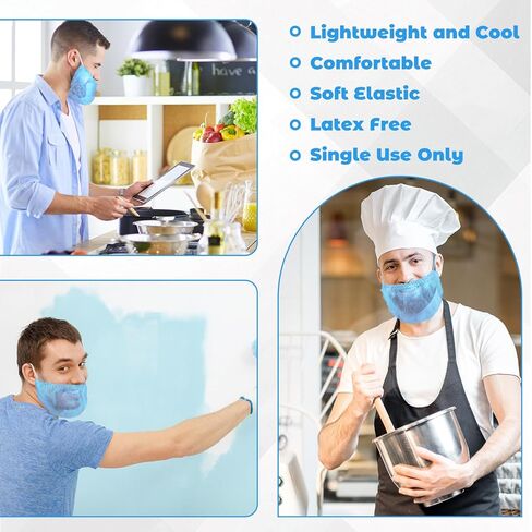 1000 Pcs Disposable Beard Net Covers with Elastic Bands 18" Protective Beard Covers for Men Nonwoven Breathable Guards for Food Service Cooking Cleaning (White) in Saudi Arabia