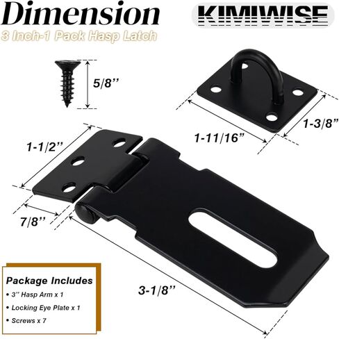 قفل HASP من الفولاذ المقاوم للصدأ 3 بوصة ، وقفل أسود شاق لبوابات السياج والأبواب والخزائن ، وإنهاء السطح المصقول ، وحزمة واحدة in Kuwait