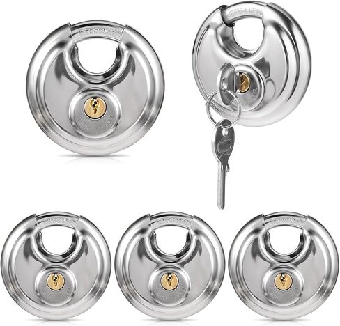 5 حزمة القرص الأقفال الأقفال مفتاح مقاوم المقاوم للصدأ الأقفال الثقيلة 2-3/4 بوصة قفل مستدير مستدير للماء قفل التخزين مع مفاتيح النحاس لبوابة التخزين HASP المزلاج في الهواء الطلق in Kuwait