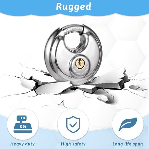 5 حزمة القرص الأقفال الأقفال مفتاح مقاوم المقاوم للصدأ الأقفال الثقيلة 2-3/4 بوصة قفل مستدير مستدير للماء قفل التخزين مع مفاتيح النحاس لبوابة التخزين HASP المزلاج في الهواء الطلق in Kuwait