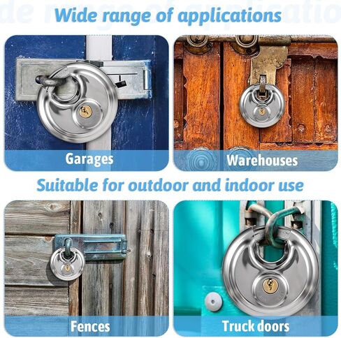 5 حزمة القرص الأقفال الأقفال مفتاح مقاوم المقاوم للصدأ الأقفال الثقيلة 2-3/4 بوصة قفل مستدير مستدير للماء قفل التخزين مع مفاتيح النحاس لبوابة التخزين HASP المزلاج في الهواء الطلق in Kuwait