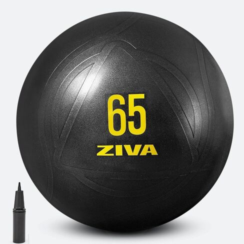Ziva Anti Burst Core Fitness Exercise Ball - Professional Grade Slip Resistant Yoga Ball for Stability Balance - Includes Hand-Pump - Multiple Sizes Colors, 55-75cm in Saudi Arabia