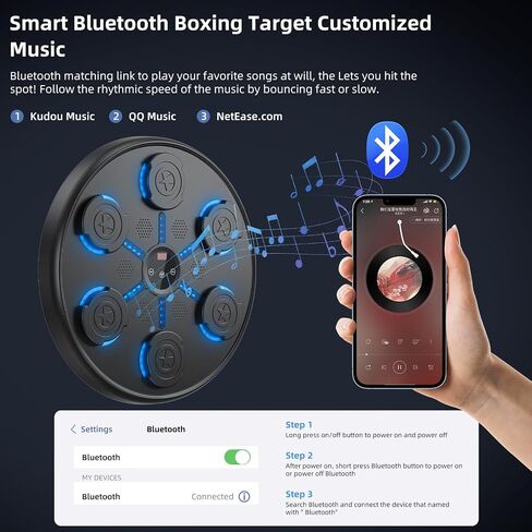 Music Boxing Machine with Boxing Gloves, Boxing Machine Wall Mounted Music, Wall Boxing Machine Trainer with 9 Modes, Smart Display Screen, LED Lights, Music Boxing Machine for Adults in Saudi Arabia