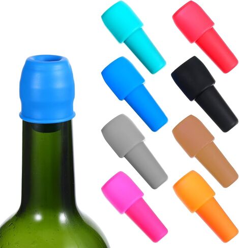 8 Pcs Reusable Silicone Bottle Stoppers Sealed Silicone Wine Stopper Soft Wine Stoppers Unbreakable Bottle Cover Caps for Keeping Whiskey Champagne Drink Fresh Home Use in Kuwait