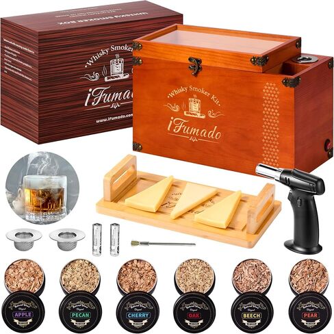 Electric Old Fashioned Smoker Kit – Whiskey Smoker Kit with Built-In Smoke Chamber & Storage, 2-in-1 Cocktail & Food Flavor Infuser, Premium Wooden Box, Best Gift for Men & Bourbon Lovers in Saudi Arabia