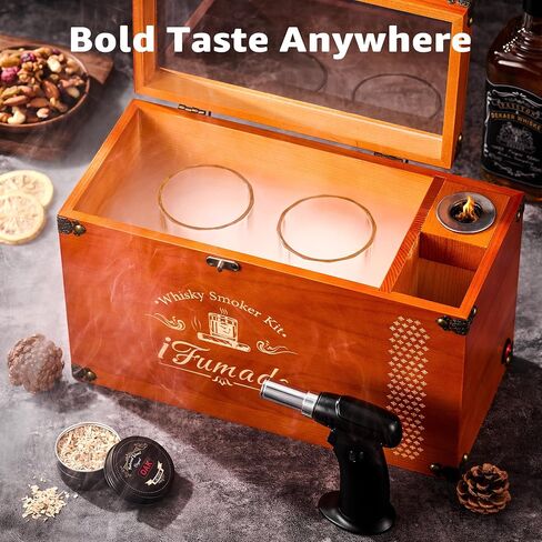 Electric Old Fashioned Smoker Kit – Whiskey Smoker Kit with Built-In Smoke Chamber & Storage, 2-in-1 Cocktail & Food Flavor Infuser, Premium Wooden Box, Best Gift for Men & Bourbon Lovers in Saudi Arabia