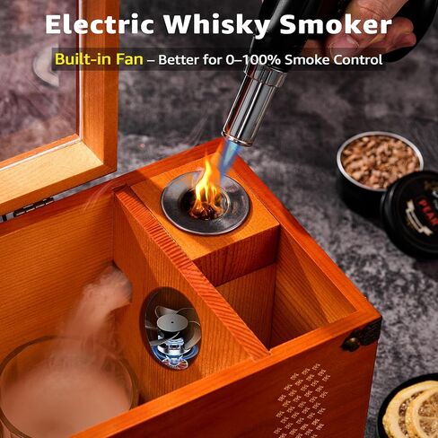 Electric Old Fashioned Smoker Kit – Whiskey Smoker Kit with Built-In Smoke Chamber & Storage, 2-in-1 Cocktail & Food Flavor Infuser, Premium Wooden Box, Best Gift for Men & Bourbon Lovers in Saudi Arabia