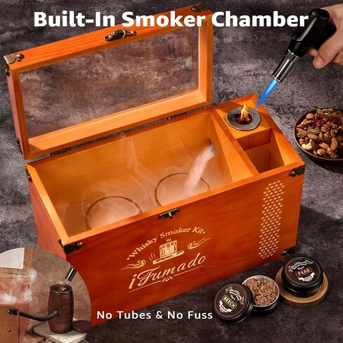 Electric Old Fashioned Smoker Kit – Whiskey Smoker Kit with Built-In Smoke Chamber & Storage, 2-in-1 Cocktail & Food Flavor Infuser, Premium Wooden Box, Best Gift for Men & Bourbon Lovers in Saudi Arabia