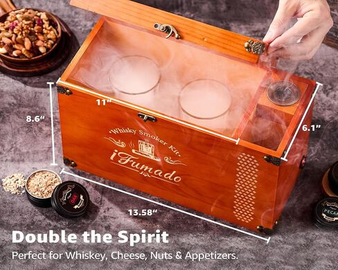 Electric Old Fashioned Smoker Kit – Whiskey Smoker Kit with Built-In Smoke Chamber & Storage, 2-in-1 Cocktail & Food Flavor Infuser, Premium Wooden Box, Best Gift for Men & Bourbon Lovers in Saudi Arabia