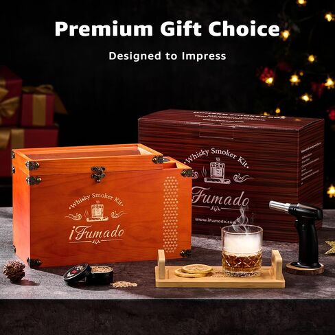 Electric Old Fashioned Smoker Kit – Whiskey Smoker Kit with Built-In Smoke Chamber & Storage, 2-in-1 Cocktail & Food Flavor Infuser, Premium Wooden Box, Best Gift for Men & Bourbon Lovers in Saudi Arabia