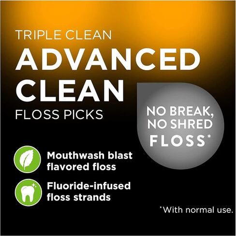 اختيارات الخيط النظيفة النظيف Dentek Triple Clean ، لا استراحة ولا خيط مقطع ، 20 عدد (حزمة 8) in Kuwait
