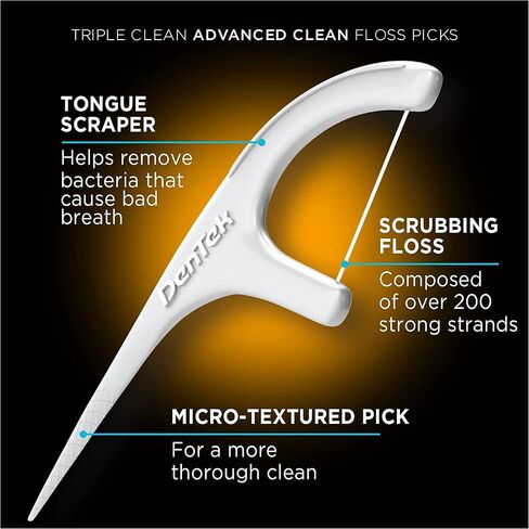 اختيارات الخيط النظيفة النظيف Dentek Triple Clean ، لا استراحة ولا خيط مقطع ، 20 عدد (حزمة 8) in Kuwait