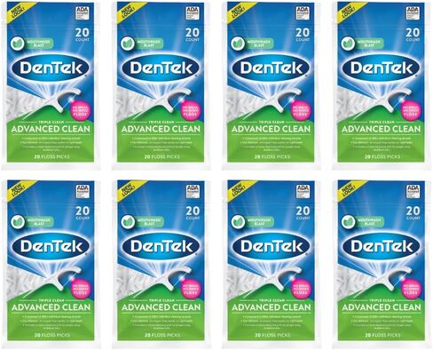 اختيارات الخيط النظيفة النظيف Dentek Triple Clean ، لا استراحة ولا خيط مقطع ، 20 عدد (حزمة 8) in Kuwait