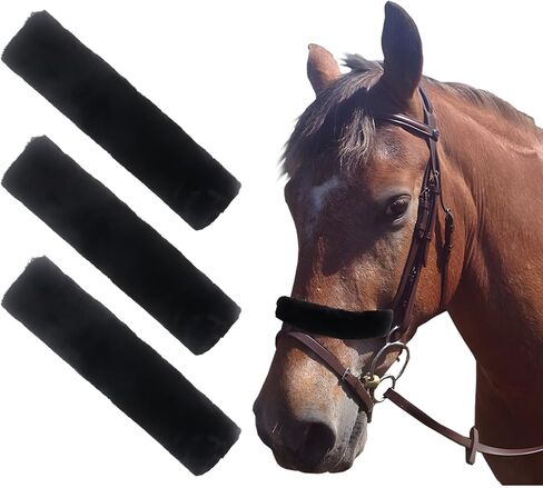 Klmnop 3pcs Fleece Horse Harter Cover ، غطاء الأنف الناعم للخيول للحصان لتقليل فرك الجسور والرسوم in Saudi Arabia