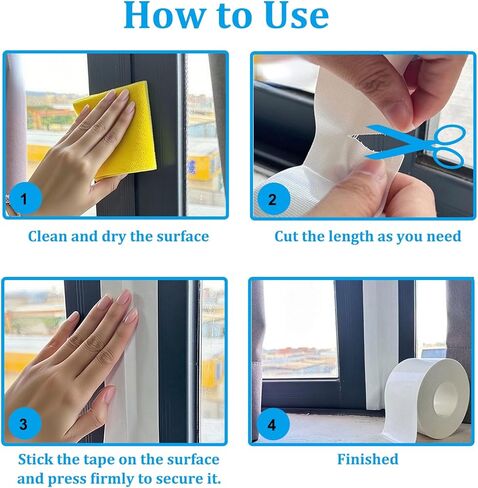 Window Weather Sealing Tape, 2 Inch x 65 FT White Window AC Isolation Waterproof Air Conditioner Seal Tape Can Keep Out Cold Air Rain Wind Dust Smog, No Residue in Kuwait